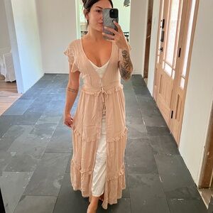 Very unique button up floor length mauve dress/cover